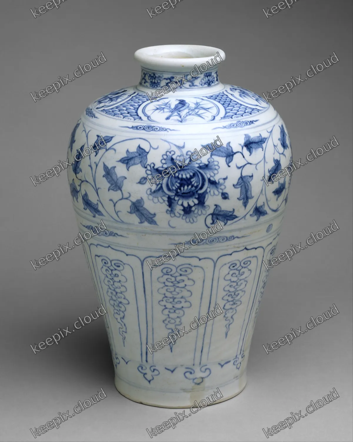 Bottle with Birds and Peony Scroll