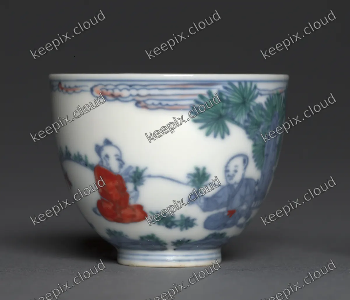 Wine Cup with Children at Play