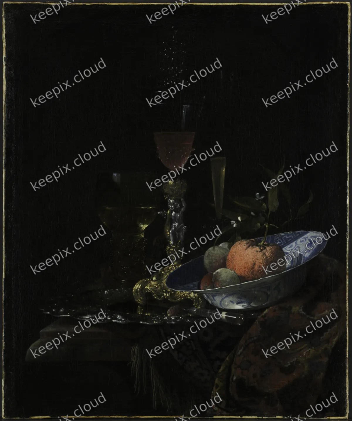 Wineglass and a Bowl of Fruit