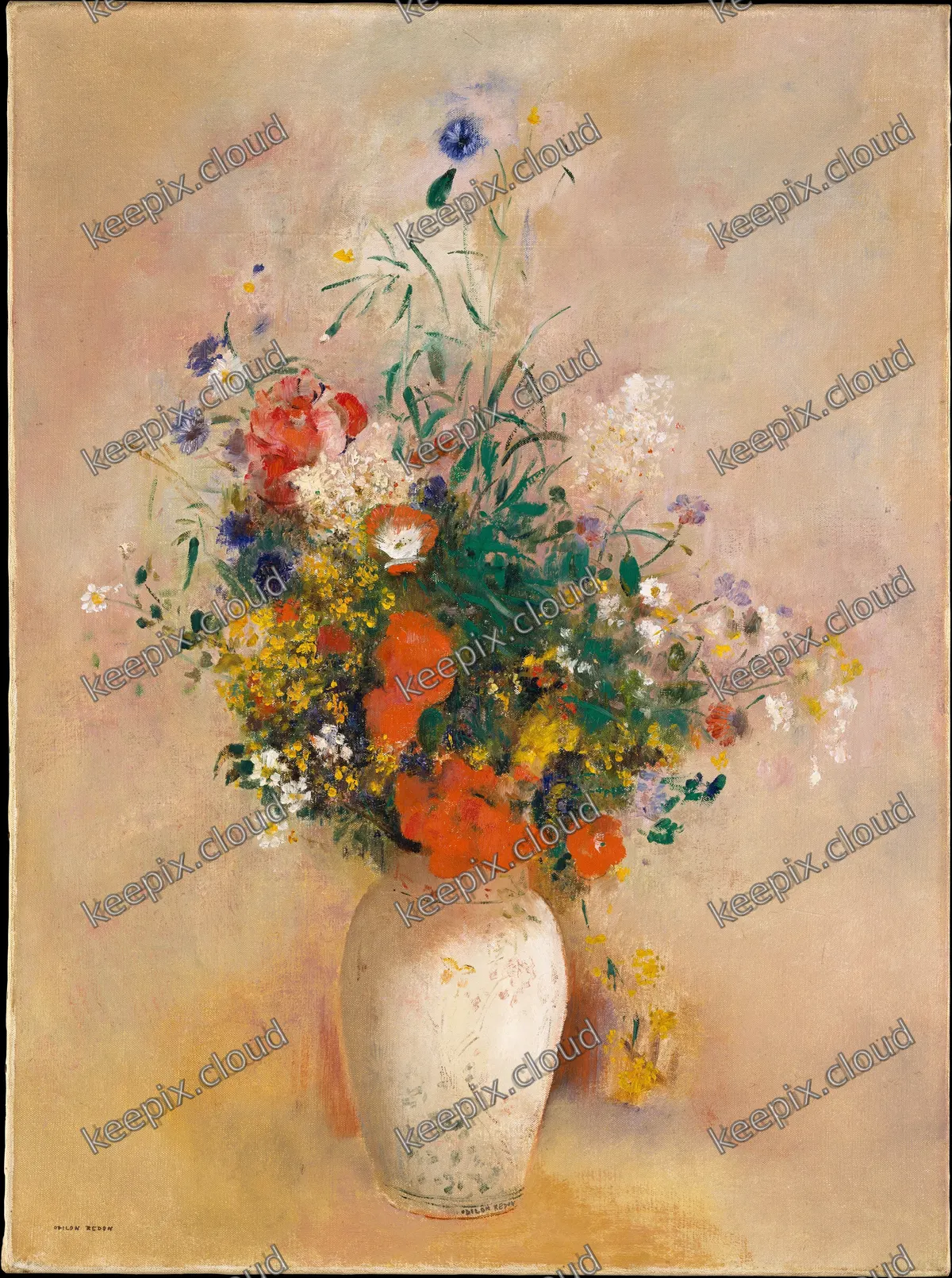 Vase of Flowers (Pink Background)