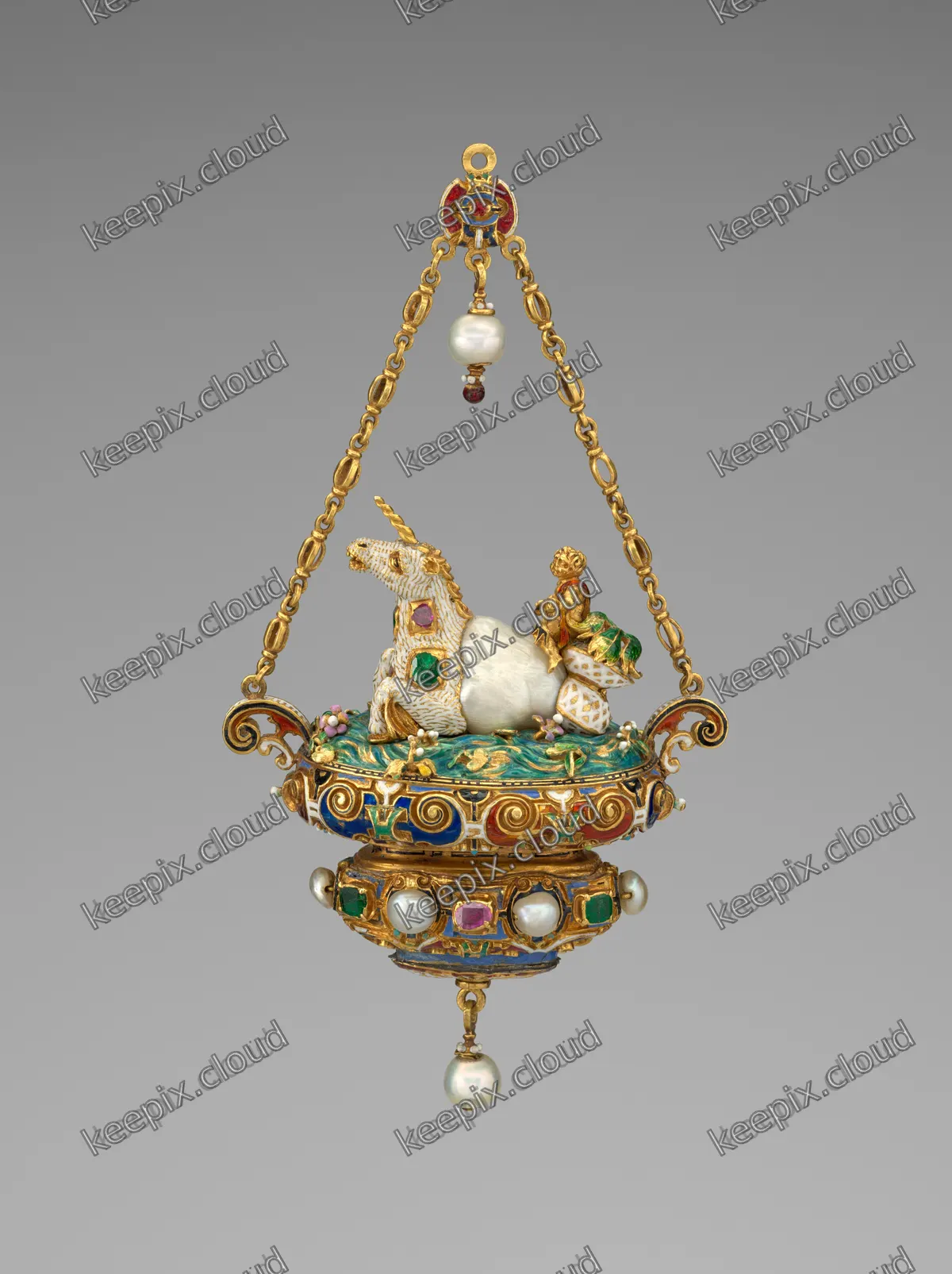 Pendant with a Triton Riding a Unicorn-like Sea Creature
