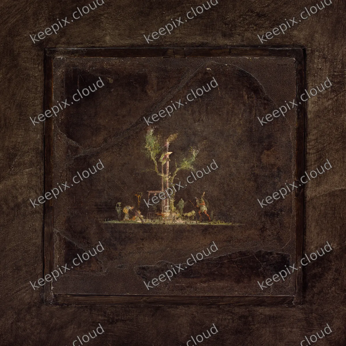 Wall painting on black ground: landscape, from the imperial villa at Boscotrecase
