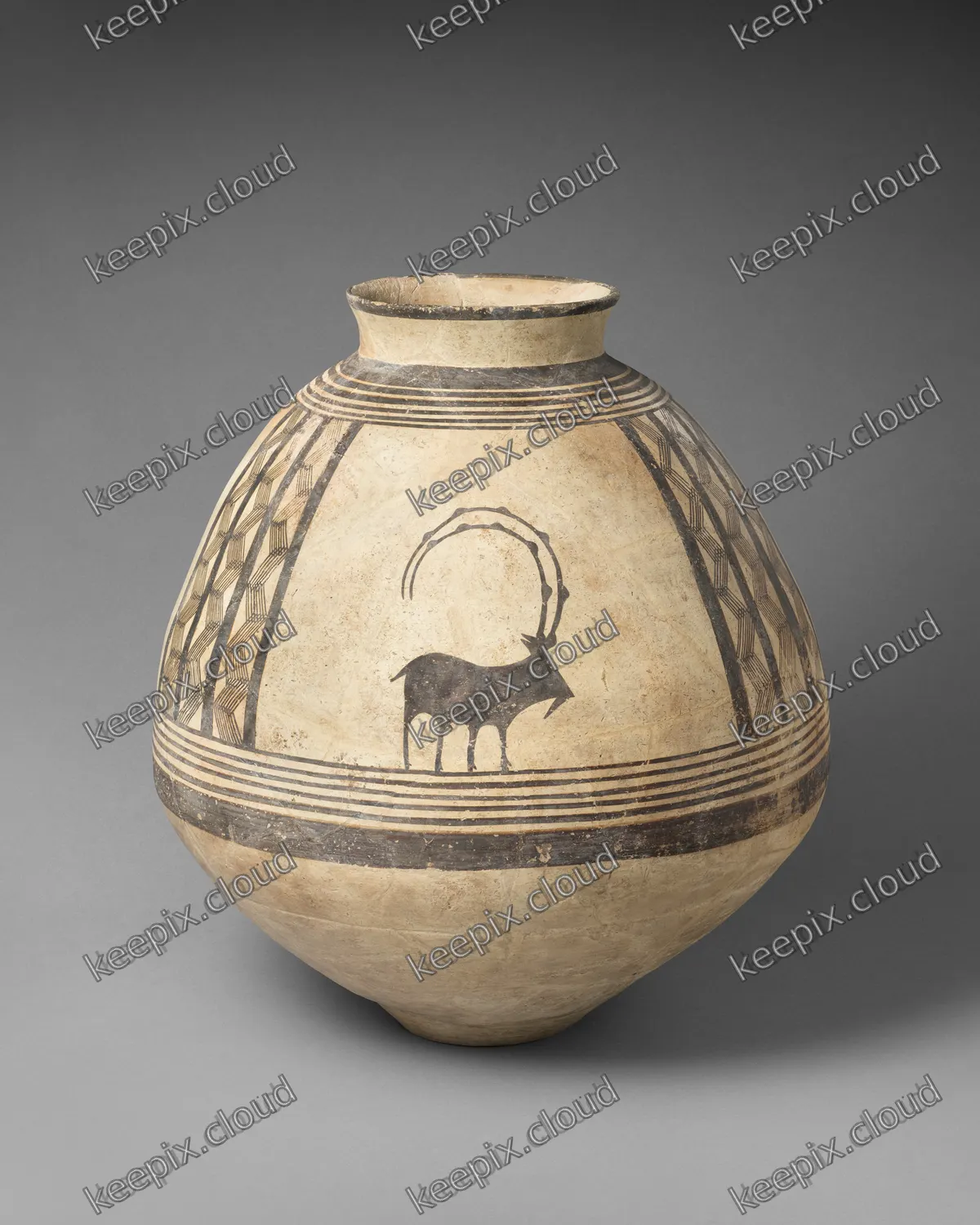 Storage jar decorated with mountain goats