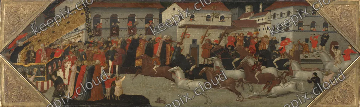 Panel from a Cassone: The Race of the Palio in the Streets of Florence